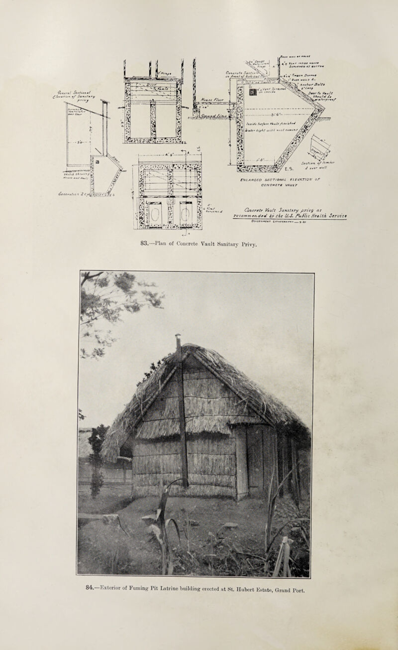 84.—Exterior of Fuming Pit Latrine building erected at St. Hubert Estate, Grand Port.