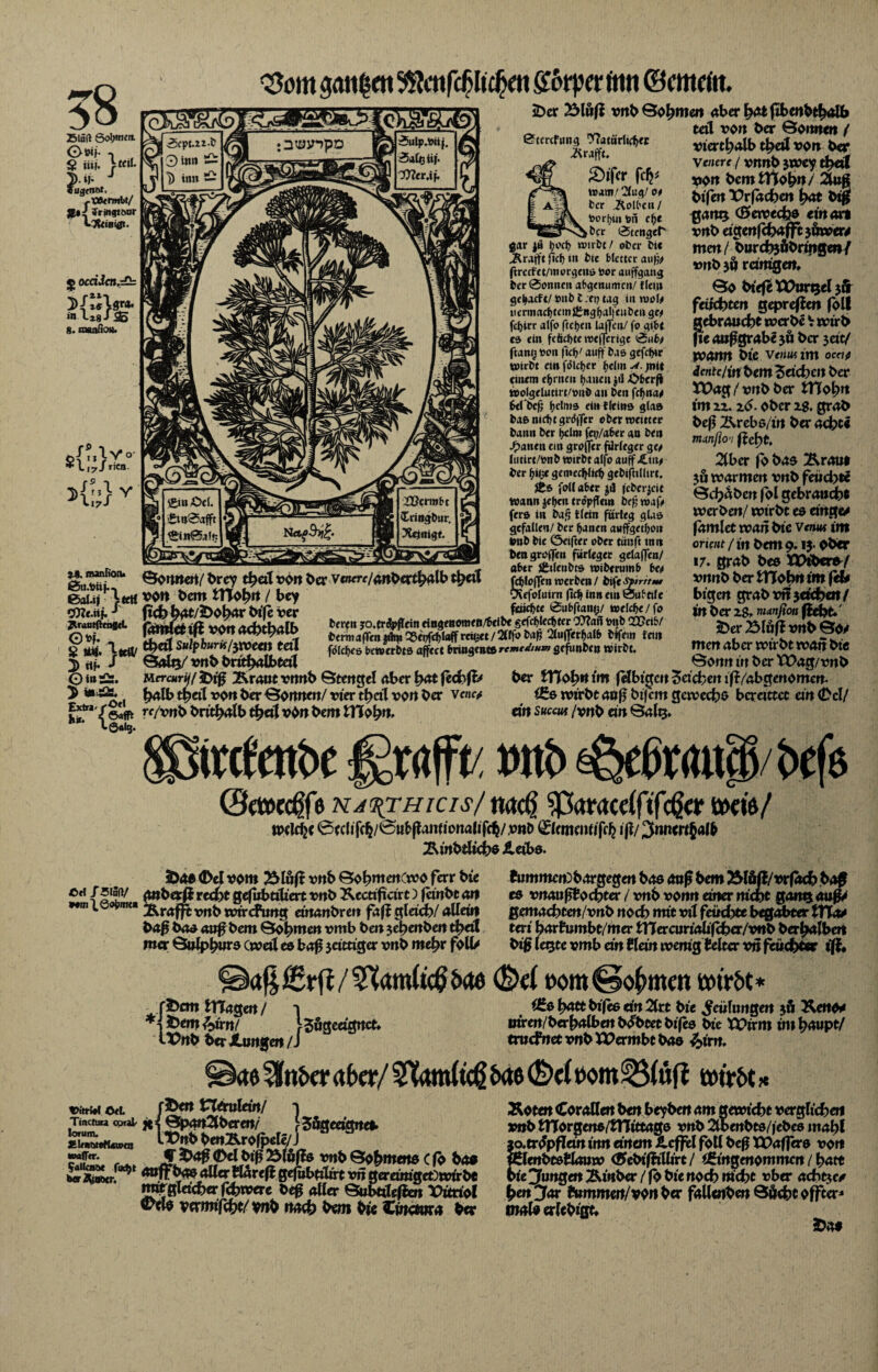 Ow}. $ üi|t % »I« Jugtnot. -Üfcrmtrt/ £•< Jrin«t&or gatt($at ^cnfcflicfjett öforper ftw ©cmciit. 'cI-ü&SäAd 0Cpt.22.fc i 0mn Ä D iim — 5 ocdinj.rDr 3>{U in Li8 8. manitoü. »&}v M. nunfion. ©U.PÜj... 6flUj CQ7c.tif. J J&routftaigd. ©*f* 8 tfg. ^*0/ 3> «h J G»»Ä. > inÄ Extra./£«» k- {§4 iDcr 2Mwf? vnb Böhmen aber h<*fc fibenbthalb ml von ber Bonnen { vierthalb tfyeü vor» ber -Kraft. £>ifcr fc^ warn/ 2(ug/ o# fcer JftoU'eu / toorfyiubfi c^e >fccr 0tcngef' gar |ä 1;oct> wirbt / ober fci« ÜRraft ficf> m tu bleuer auf,'* ftreeft t/uicrgeus toor auf gang her 0onneit af>g<numcn/ f lern geljacft/ »nfc £ :rt; tag iit wol# iiermachtcmJtnghalftufccu gc> fcfcirr alfo (teljeii lafen/ fo gibt es ein fcäcfcte wcfjferige 0ufc* ftanij pou fleh' auf bas gefcfcir Wirfct ein fdlcfcer beim a. jnit einem ebnteii bauen $d -Oberfl wolgelutirt/ouö au ben fc^na# fceffccf; bclme ein fltws glas fcaß nicht grdfer ofcerwettter bann ber beim fet;/aber au bett fallen ein groffer fürleger ge* lutirt/Pnfc wirfct alfo auf iLiu* ber biij* gern eclf ich gefciftillirt. J&s fall aber jd fcfccijcit Wann je ben tropf tm bef’ waf* fere in bafj flem furleg glas gefallen/ ber banen auffgetboit tonb bie (Stifter ober tünft mit ben greifen fürleger gelaffen/ aber Jfcilenbts wiberumb bet fchlofen werben/ bife<$>/>-/>** Oiefoluirn fich inn ein (Subtile faiebte Subftamy welche/ fo Veuere / vttnO JWey d>af von bem tttohrt/ Zug Eifert Vrßcben hat biß gang (Sewech# ein an vnb eigenfehafft jöwew men/ Ourd^äfcrmgen/ »nt> jö rcimgen, Bo biefe Wurzel feiid)tcn gepreflen (oll gebraucht werbe V wirb fie außgrabe $ö Oer jeft/ warm Oie ve>w mt oca* dcntc/irt Oem Soeben Oer Xüag/vnbber tHohn im zz. z<5. ober zg. grab Oeß Ärebß/m Oer acht« ntmfio’i fleht, 2iber (b bas Kraut $6 warmen vnO feuchte Beheben fbl gebrauch* werben/ wirbt eo emges famlet wan Oie Venus im orient /in Oem 9.1$ ober 17» grab beo XDiber#7 vnnb Oer ttTobn im fd* btgcrt grabvtfjeiehm/ in Oer zg, manfton (itht* hex 2Mufi vnb Bo/ men aber wirbt wan Oie Bonn in Oer tt>ag/vnb Od fsm/ 9*m\0obmM Bonnert/Orey thalvonber vtnrrr/anbert^alb t^eil von Oem tTto^n / bey JO’trdpftein ringenomen/beibe gefchlechter CO?arl Pub 235ei6/ nchthalb fctrma(T<tt^q^epfchlaffreutet/2lffobap Qlufferbalh ttfem fein thdl SulpburKfrwem teil fdlches bewerbts affect hringentt rcm'Auu, gefunben wirbt. Balij/ vnb On^albtetl w Mercurij{htg Äraut vnnb Btengel aber bat feebß* Oer ITTohn im (Hbtgcit Sachen i^/abgenonTen- holb t^eil von Oer Bonnen/ vier thal von Oer ve«c^ ige wirbt auf Otjcm gewecho berattet ein (Del/ rr/vnO Orithnlb t^eil von Oem tHohn. ein s«cc«t /vnb an Balrj* irefmbe graft/ mt s&ebraup befs (Bemdftb na%thicis/m$ ^ameefftfeger weift/ tpclcfjc 0eclifc^/0u&pamionalifc^/vnD (£lcmcwifc$ iß/3nnm§fl^ Äinbtlicho Äeibö. 2)4# (Del vom 2316(1 vnb Bot>men(wo ferr Oie Jummen)bargegen bas auf Oem 23töß/vrfa<6 bog «recht gefubaÜert vnb Kectificirt) (etnbt an e# vnauf^ochter / vnb vonn einer nicht ganQau^* vnb wtrchmg etnanbren fa(i gleich/ allein ßemachten/vnb noch mit vil fetid>te begabter ttta* Oaß Oao auß Oem Böhmen vmb Oen jehenben thal teri harhimbt/mer tnercunali(chcr/vnb Oerhalben mer Sulphurs eweil eo baß jeittiger vnb mehr folfc biß legte vmb ein flein werng Kelter vn feuchter i({, €rff / ^amiteß baa Gei rom @o^men wirbt* • f5>cm tlTagen/ i . ^0 h^tt Oifcß ein 2(rt Oie ^eüfungen 56 Kenoü 5Dem kixnt Jsögeeignct» mren/berhalben bebtet Ot(eo Oie XX>irm im haupt/ LXJnb t>tr Jturtjcrt /J trucfnetvnOXPermbtOao ^>int. ?lnber aber/ STamiicß bete Gei rom ^$(ufi wirbt Ul (hat VUmUin/ i corai. je 4 Bpan2iOeren/ fSögedgne# ^ lt?nb OenÄrofpele/J twirw txi f&m VUmltin/ Tinctma lorunu j&lflNMKAMI _ £*?**' S. W Älöfls vnb Böhmen# C (ö Oo# ooffbaoailerHare(lgefubtilirtxrngereimget)wirb€ tmrgietcherfchwere Oeß aller Bubtrfefim Vitnsl «Tel# vermifcht/vnOnachl^emOieCinaura Oer Koten Coraden ben be^Oen am gewicht verglichen vnb tttorgeno/OTittago vnb 2tbenbte/jebe6 mahl jo.tr^pflem inn etnem Jtcffel foll Oeß tX^affere von ißlertOtöftauw <5ebi(RUirt/ iSingenommcn / hott Oie jl»mgen Kmber / (0 bie noch nicht vber acbt$cy hen^ar tummert/vOrt Oer fallenben Bäche offter1 mal# erlehigt» Da#