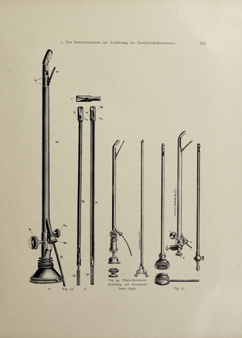 n. kystoskop mit herauszieh¬ barer Optik. m. Fig. 93- Fig. 95-