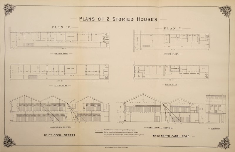 PLAN T FLOOR PLAN.- FLOOR PLAN.- N° 157 CECIL STREET Thick straight lines indicate angles which should be allowed for open spacel 56 being the angle recommendedybut 45° being better. N?32 NORTH CANAL ROAD.