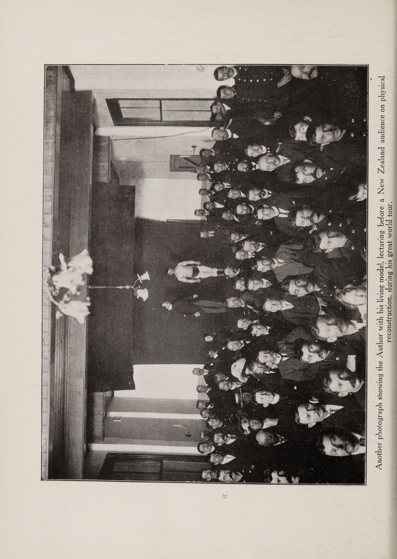 Another photograph showing the Author with his living model, lecturing before a New Zealand audience on physical reconstruction, during his great world tour.