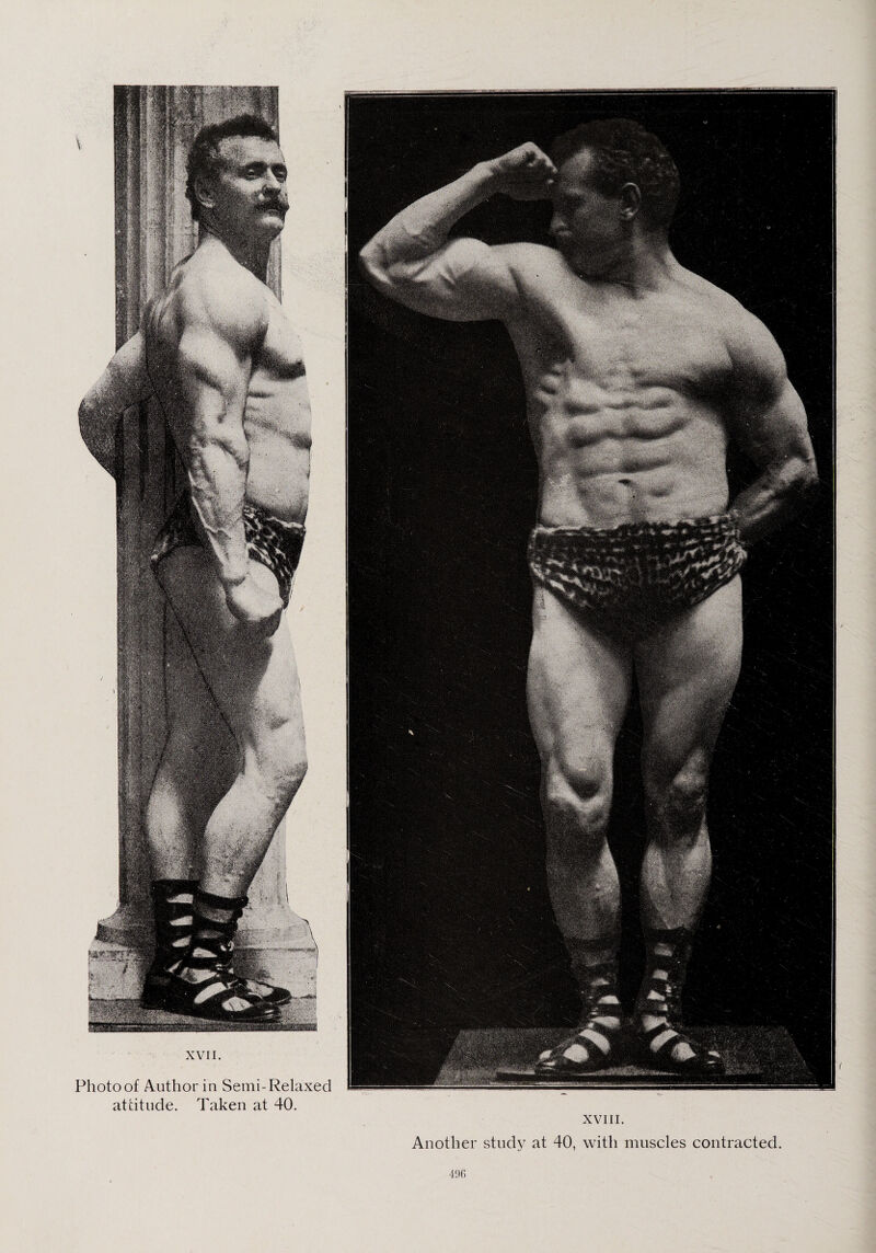 Photo of Author in Semi-Relaxed attitude. Taken at 40. XVIII. Another study at 40, with muscles contracted. 4!)fi