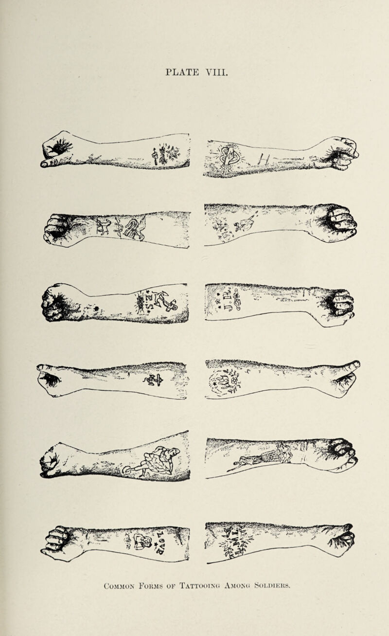 PLATE VIII Common Forms of Tattooing Among Soldiers.