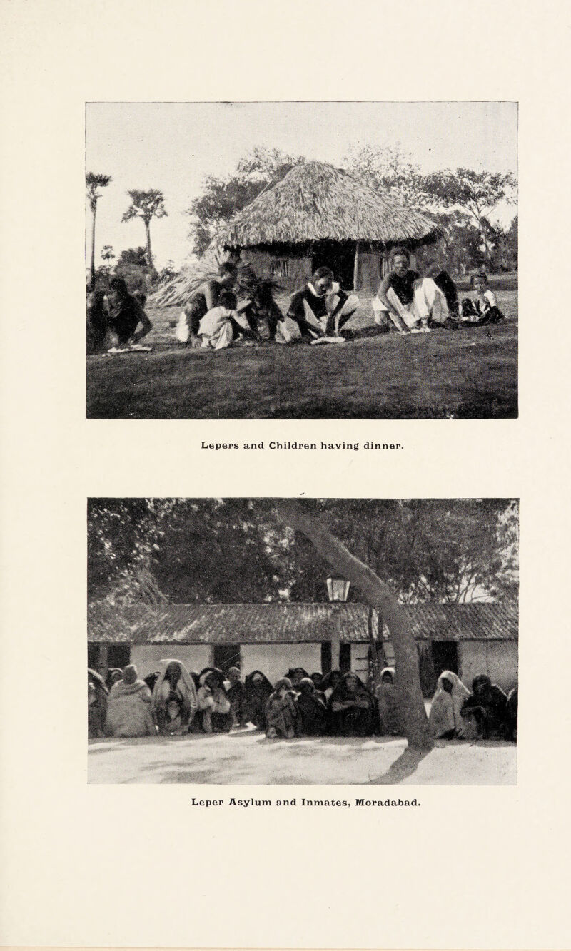 Lepers and Children having dinner. Leper Asylum and Inmates, Moradabad