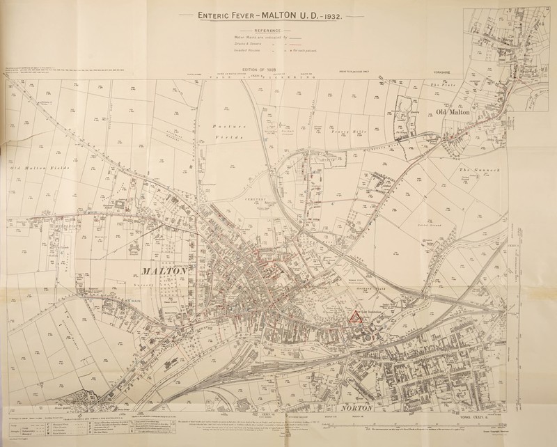 Enteric Fever - MALTON U. D.-1932. The /ollotetng parcel numbers do not appear on thu edition..- Panth »/ Mnllon 257 661 662 665, 698* 699 710 712 726 728 734. 761 762.767 774 793, 796. 797. 799. 806 612.817. 834. 846 061.663. Parilh o/ Horton . 316.328 329. 432* 438 442 457 Ns Count) - - — {County — — • ParhivnenXary — — Municipal - Municipal Wards Urban Districts livil Parishes .... Rural Districts ...... Change of Boundary, indicating the point at nhish the character of u Boundary changes Antiquities tints of t Trigonometrical. Station Poor Law Unions ■ *.' try parcel is numbered thus Its area is gicen underneath in Acres thus 14 1J° Braces indicating that the spares so connected on aidudai in the same reference number and area for other information sec Ouuxutcnstic Sheet Altitudes indicated thus iBtt '54 7j refer to heath marks on htaJAingx. waUt.Ax* those market/ l-l preceded or followed h\ dir height.to suifare lex-els N‘‘,# - To '»*•*■« Decimal pari] of’ an Aero <nto Poods and Porohea. multiply by 4 . this wilt givo Roods and l?^)rn*1* of Rooc'' multiply this Decimal by 40 thus obtaining Perchoa and Decimals of a Parch Eramplo - '3£>7 * 1 Roorf 120 Porohoa TT» feet JOO O two toon isoo 2000 AT R. _ T/u' representation on. this map of a. Road. Track.nr Footpath ism* neidemoe of the ajxsfe/toe vt a right of'wtvy 2500 2000 Fret Crown Copyright Reserved. Ms) by &Sons, L .th 198. 20039, 4 271. 97S, 0/33.