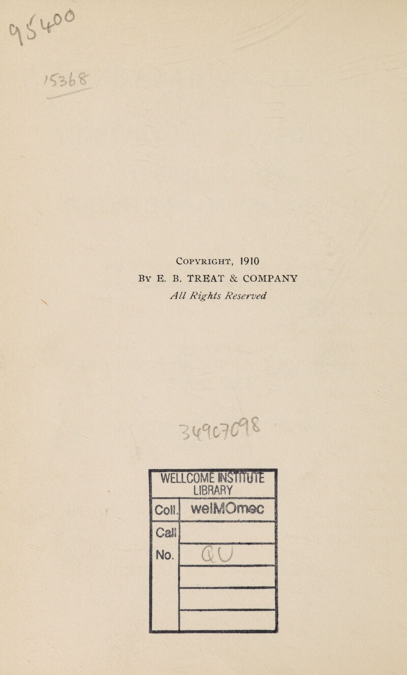 Copyright, 1910 By E. B. TREAT & COMPANY All Rights Reserved