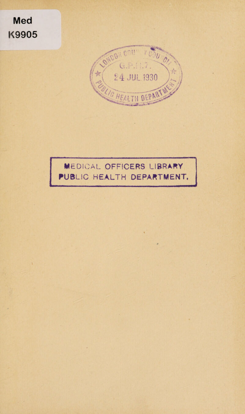 Med K9905 MEDICAL OFFICERS LIBRARY PUBLIC HEALTH DEPARTMENT. .... , - _____- i - 4 .+ *