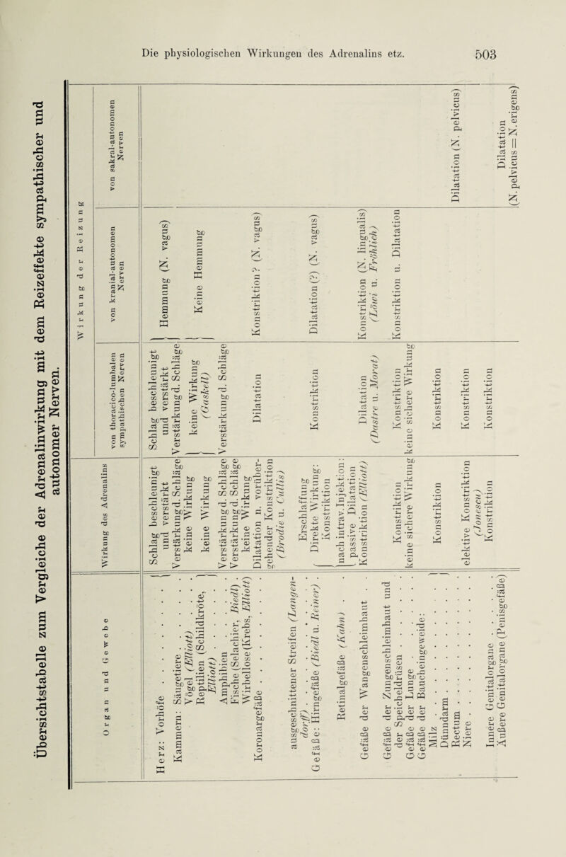 Übersichtstabelle zum Vergleiche der Ad renalin Wirkung mit dem Reizeffekte sympathischer und autonomer Nerven. d K 5h <2 d d d © £ o d o -40 d c3 d d © o d d d c$ © dn > .5 s d s § ’eä £ a ® a £ 0 © c o ® « fl IS H -0 c +3 d a e | o >> ^ «J eS H © © d bß Sh £ ® fl ® £ ® 0 0 eS tC ' Ul' 02 rH d O • *-H © .bß •© rH 5h © 30 o -4-» II S-' cS d © o pp © * H c£ H—* •© 30 3 «3 © bß fl _o »> o SH bß © bß :fl ' -0 — © O 03 TI CO :cö_• « co i-' cß 0 bß © © © 02 > © bß'ö 0 fl © ’fl 23 03 O OQ t» Sh O bß 0 <0 £ § <X) <U bß :CÖ O CO T3 bß *h :CÖ Ul Sh <D C3 -4— c3 O bS jl c5 ^ -4—' ^ Co 3 ^ d > bß 00 H fl • rH .2fe r© o E fl -4-0 <X) Ul rH fl o 3 ‘m o ö o • 0 -0 M cß H O SH _C -In 0 o s> o ► hh -0 bc o bß :fl © 02 fl 00 fl O SH co A3 :fl : bß 23 O 03 cß 0 o o _3 t> b/j^ ö r 00 fl bß^ Sh ä 0 Ö :0 02 o co o m 00 0 o bß rn 23 00 O ö ’© 00 o o bß bß :fl :fl o 2 3 g> ö © O © fl coco = O =© ©3 ,A bß bß^ 3 3 =o 00 00 Sh Sh O fl ifl ;fl ’o <fl Gß Cß 0 0 o o > > (fl A3 ? Ö ^ © aq 03 o_- o bn 00 r S- fl O ffl fl -r Ö ^ 00 O r H O hH Sh -H biü 5h O ^ •43 ^ Ci 5h 5h -4-' CD Ul r* §1 W o .2 ’S M 5h 02 O KV! *s -4—' 02 o SH qj Oj • ^H ^ 5h -. 23 Cß fl 0)0 O > © o o H—' ■•o 0 M hh. 02 HH {J O o h &q o co 23 O O =H-H O 0 o N Sh © © r-j ^2 bß © -0 t-> §J bß 0L,fe CO >• f3 © s 3 öS s> /•-N S<» ^•S •s « r. Cß A 02 © <D ■s fl 02 K > © 0H - Ob --' © — © OJ © cß •rH 02 © '23 © •© ir; _g _o g fl a g © ©3 :fl © bß Sh Ch © Sh O SH <H Pfl I 52 © öi © © © +■> m © © HH © fl 02 © cß © bß H. © © .© © ©3 :03 =+H © bß 22 fl •0- « fl'' fl cß © (fl Hfl £ © C© :fl H—I © r3° © PH © ©3 :CÖ t*H © 7K öS 02 © 02 © cß H Ci bß fl fl © fl3 © ©3 :fl =4H © o fl 02 s ’© © cß <-h © bß CS3 Sh © © 03 :fl «HH © © Cß %—» Sh 33 02 © © © ’© PS © bß © © r bß o © © © fl © fl PP Sh © © 30 m © © © C3 ©3 © :fl :fl fl fl T3 B © N g 0 fl SflS«g O ZS> © C3 :fl =4-1 © bß m © • ES <D © © S fl Oß So SS © ö S © o © © 0 0 <X) © c3 :<!