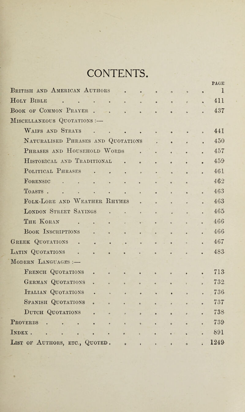 British and American Authors o 9 © PAGE 1 Holy Bible • « ft • r c 9 411 Book of Common Prayer . * » o A e •» 9 437 Miscellaneous Quotations :— Waifs and Strays • • O 9 * 9 441 Naturalised Phrases and Quotations • 9 * 450 Phrases and Household W ORDS • « ft 457 Historical and Traditional © 9 450 Political Phrases » • > «* Q 461 Forensic • •* • 9 e 462 Toasts .... • ■ « 9 o 463 Folk-Lore and Weather Rhymes » 9 # 463 London Street Sayings • • ft 9 * 465 The Koran • • % fc 466 Book Inscriptions <* 9 » O • 466 Greek Quotations • e ft © • 467 Latin Quotations e o *• 0 • « 483 Modern Languages :— French Quotations c • • 9 e 9 713 German Quotations « p 9 9 0 9 732. Italian Quotations * * e % • a 736 Spanish Quotations t t e • e • 737 Dutch Quotations *» s 9 9 9 738- Proverbs .... • c 0 A 9 « 730 Index ..... • 0 9 9 0 a 891 List of Authors, etc., Quoted. , 1240