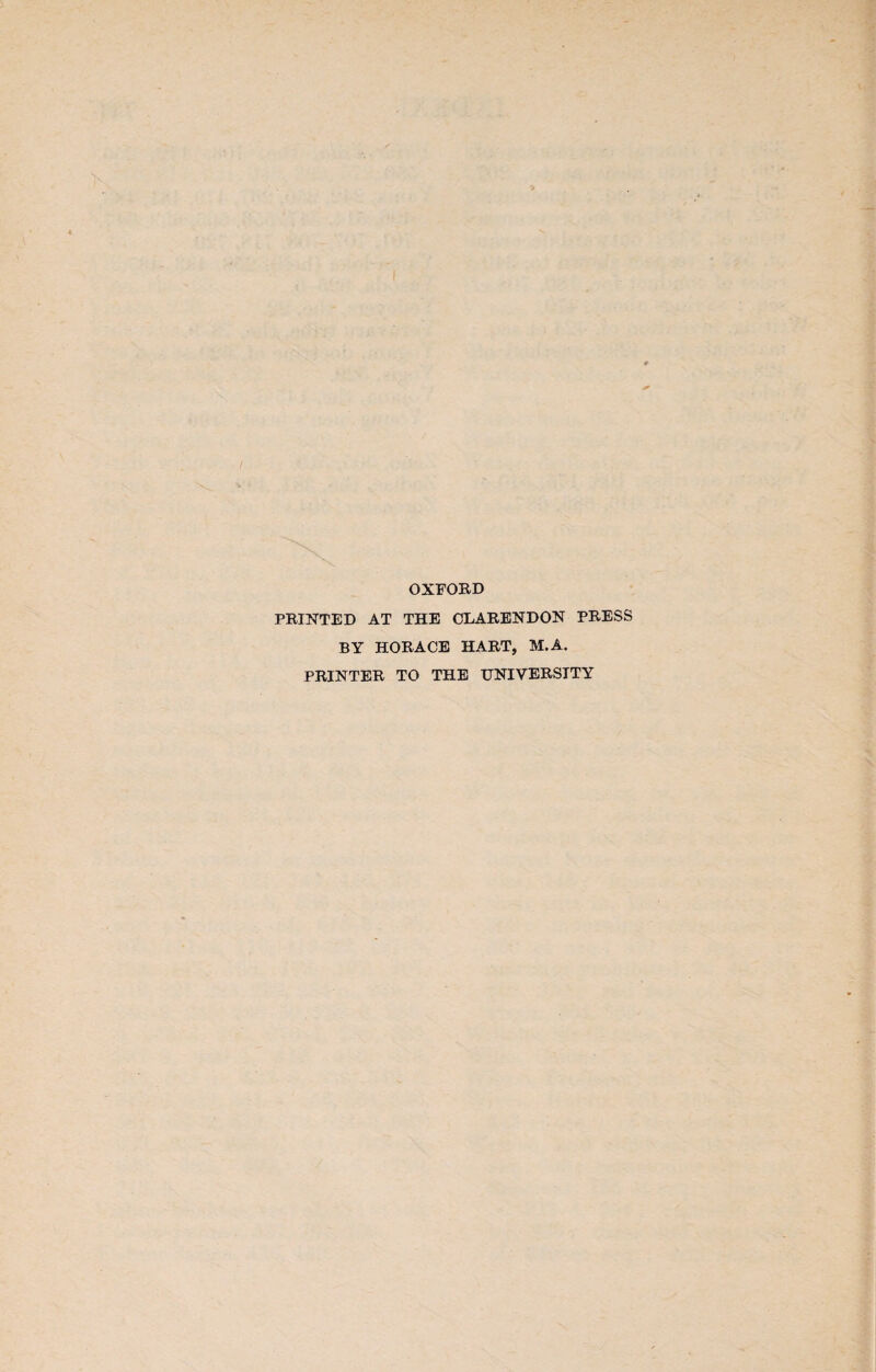 OXFORD PRINTED AT THE CLARENDON PRESS BY HORACE HART, M. A. PRINTER TO THE UNIVERSITY