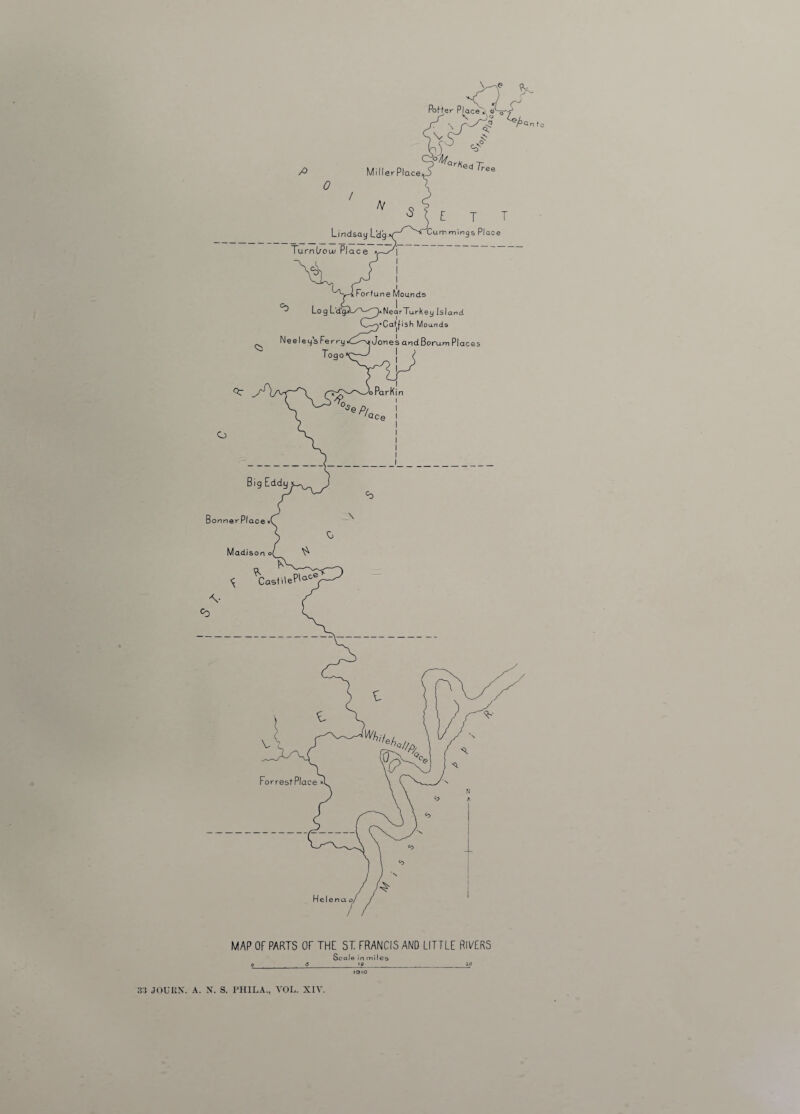 MAP OF PARTS OF THE ST FRANCIS AND LITTLE RIVERS Scale in miles o s _io _ _ 20 1910