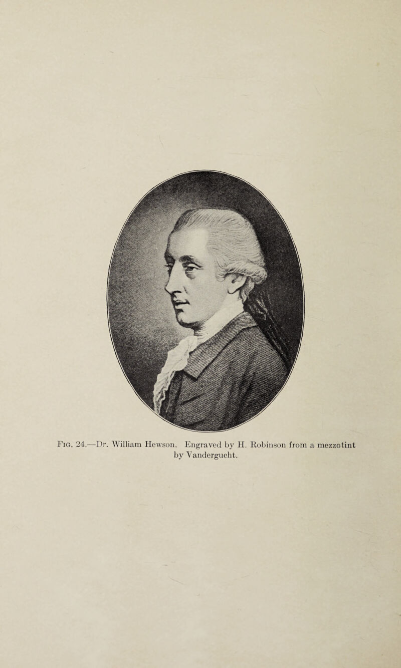 Fig. 24.—Dr. William Hewson. Engraved by H. Robinson from a mezzotint by Vandergucht.