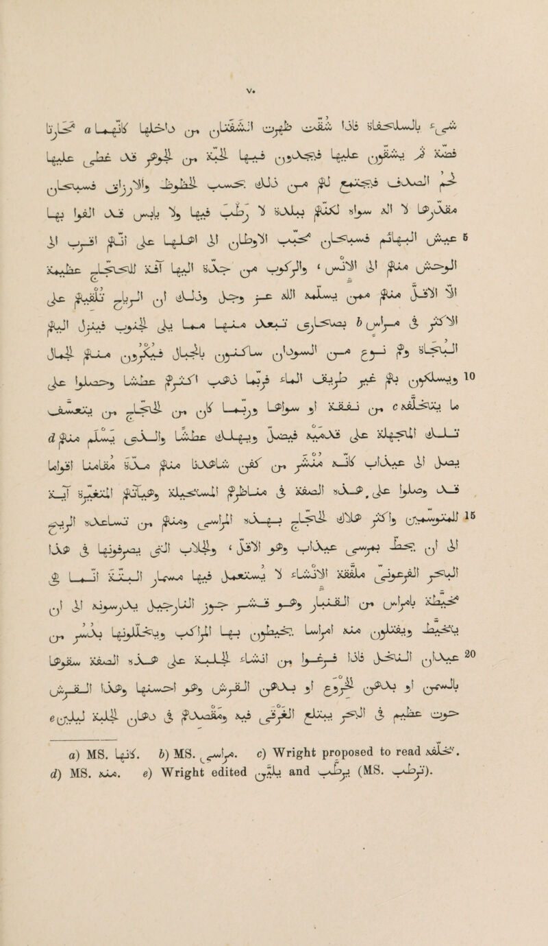 V* w y Iv’L^ a oyk Oli bU^IwJL L^JLc ^Jac Ai j£y^- .V* q^1-*^5 C^ ^ *-02i ^Ls^wi oj^ls ^a-w-^. iiU3 q-xi j$J \_ji\AaJI 1 g a l^aJl l\Js ij^°lj ^3 Lg o suXLo s|^.aw <\ji L^lXa/o J,t cjjJji ^J) L^_L^' ^1 0LL^I 6 x^Jac -Lsk^ *jt Lg-Jl »A> a^ VJ^A £ U~-^ A* lA^! jjs£ jjUiJlj ^>3 J—^ X^XaaU q-*-'0 ^oJ! jjjuji v^JL^- Jj U^« l^-L* A*xJ b (J»\j-* & JUlS- 03j*-U J4^ o'^^1 ct'0 ^y-3 r-5 |^JUi=>5 L^ac Uoy ^ q^CLw-i^ &* £&& cr e/ ul)3 V cr ^ d ^U-0 jJLo ^cA-Ji^ LccJaC lik-L^_J*| iCyOiAb (JsC lik-j—» Lolyjf U--oLsi'0 »i_X-o ^ IjiAPLw CT* jj^*-1® ^*—'t^'Avc & ~v it byJtiiU kIj^sXmaII ^jbL-»-* j, , (J^ iA°3 (-^—5 go^jf »j^Uo ^ jJUoj ~L^ yA ij^j^ 15 j, Ui^aj v^A £ j^> L^y4^ ^ ^ 1 | U xJCjlJ^ ^Lfw^o Lg y^AiUvo y ■^Lwjsi^ gsjiil^ ^-j^cgi) g5»uJl 0\ if Juo^Uii jy> jr^ cr u*|r^ w ^ ^-H oy3^' *“*° O^^-5 Ij&ylw XA>aJi >^A-P ^*c iLJLS- -LwjS [y c-j-2 i*3l3 J^uJi qIiAxc <jjy-ft—Si ^lXP*, L^-LwJ>i j!?} (>jgrftJi q.^Js-J •} efjJuJ XJlU 0l^O £ ^Juaii3 goi jJJOj j w a) MS. Lfi^. 6) MS. l^Lx>. c) Wright prpposed to read \aLs?. c?) MS. e) Wright edited qaL» and v^y. (^* V^j1)*