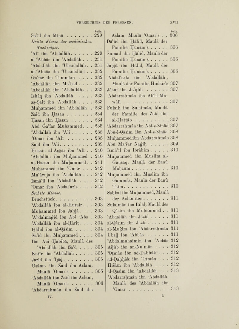 Seile. Sacid ibn Minä..229 Dritte Klasse der medinischen Nachfolger. cAli ibn cAbdalläh.... al-cAbbäs ibn cAbdalläh . cAbdalläh ibn cUbaidalläh al-cAbbäs ibn cUbaidalläh (jracfar ibn Tammäm . . cAbdalläh ibn Macbad . . cAbdalläh ibn cAbdalläk. Ishäq ibn cAbdalläh . . . as-Salt ibn cAbdalläh . . • • Muhammed ibn cAbdalläh Zaid ibn Hasan. Hasan ibn Hasan .... • • Abu 6acfar Muhammed. cAbdalläk ibn cAli.... cOmar ibn cAli. Zaid ibn cAli. Husain al-Asgar ibn cAli cAbdalläk ibn Muhammed al-Hasan ibn Muhammed • • Muhammed ibn cOmar . Mucäwija ibn cAbdallah . Ismäcil ibn cAbdalläh . . cOmar ibn cAbdalcaziz . . . 229 . 231 . 231 . 232 . 232 . 232 . 233 . 233 . 233 . 233 . 234 . 234 . 235 . 238 . 238 . 239 . 240 . 240 . 241 . 242 . 242 . 242 . 242 Sechste Klasse. Bruchstück.303 c Abdallah ibn al-Hurair. . . 303 Muhammed ibn Jahja. . . . 303 cAbdalmagid ibn Abi cAbs , 303 cAbdalläh ibn al-Härit. . . . 304 Hälid ibn al-Qäsim.304 Sacid ibn Muhammed .... 304 Ibn Abi Habiba, Maulä des cAbdallah ibn Sacd .... 305 Katir ibn cAbdalläh.305 Jazid ibn cIjäd.305 Usama ibn Zaid ibn Aslam, Maula cOmar’s.305 cAbdalläh ibn Zaid ibn Aslam, Maula cOmar’s.306 cAbdarrahmän ibn Zaid ibn Seile. Aslam, Maula cOmar’s . . 306 DäDüd ibn Hälid, Maula der Familie Hunain’s.306 Sumail ibn Halid, Maula der Familie Hunain’s.306 Jahja ibn Hälid, Maula der Familie Hunain’s.306 cAbdalcaziz ibn cAbdalläh, Maula der Familie Hudair’s 307 Jüsuf ibn Jacqüb.307 cAbdarrahmän ibn Abi-l-Ma- wäli.307 Fulaih ibn Sulaimän, Maula der Familie des Zaid ibn al-Hattäb.307 cAbdarrahmän ibn Abi-z-Zinäd 307 Abü-l-Qäsim ibn Abi-z-Zinäd 308 Muhammed ibn cAbdarrahmän 308 Abu Macsar Nagih.309 Ismäcil ibn Ibrähim.310 Muhammed ibn Muslim al- (jausaq, Maulä der Bann Mahzüm....310 Muhammed ibn Muslim ibn (jrammäz, Maulä der Banü Taim.310 Sahbal ibn Muhammed, Maulä der Aslamiten.311 Sulaimän ibn Biläl, Maulä des Qäsim ibn Muhammed . . 311 cAbdalläh ibn Jazid.311 al-Qäsim ibn Jazid.311 al-Mugira ibn cAbdarrahmän 311 Ubaij ibn cAbbäs.311 cAbdalmuhaimin ibn cAbbäs 312 Aijüb ibn an-Nucmän .... 312 cOtmän ibn ad-Hahhäk . . . 312 ad-Dahhäk ibn cOtmän . . . 312 Hisäm ibn cAbdalläh . . . . 312 al-Qäsim ibn cAbdalläh . . . 313 cAbdarrahmän ibn cAbdalläh, Maulä des cAbdalläh ibn cOmar.313 IV. 3