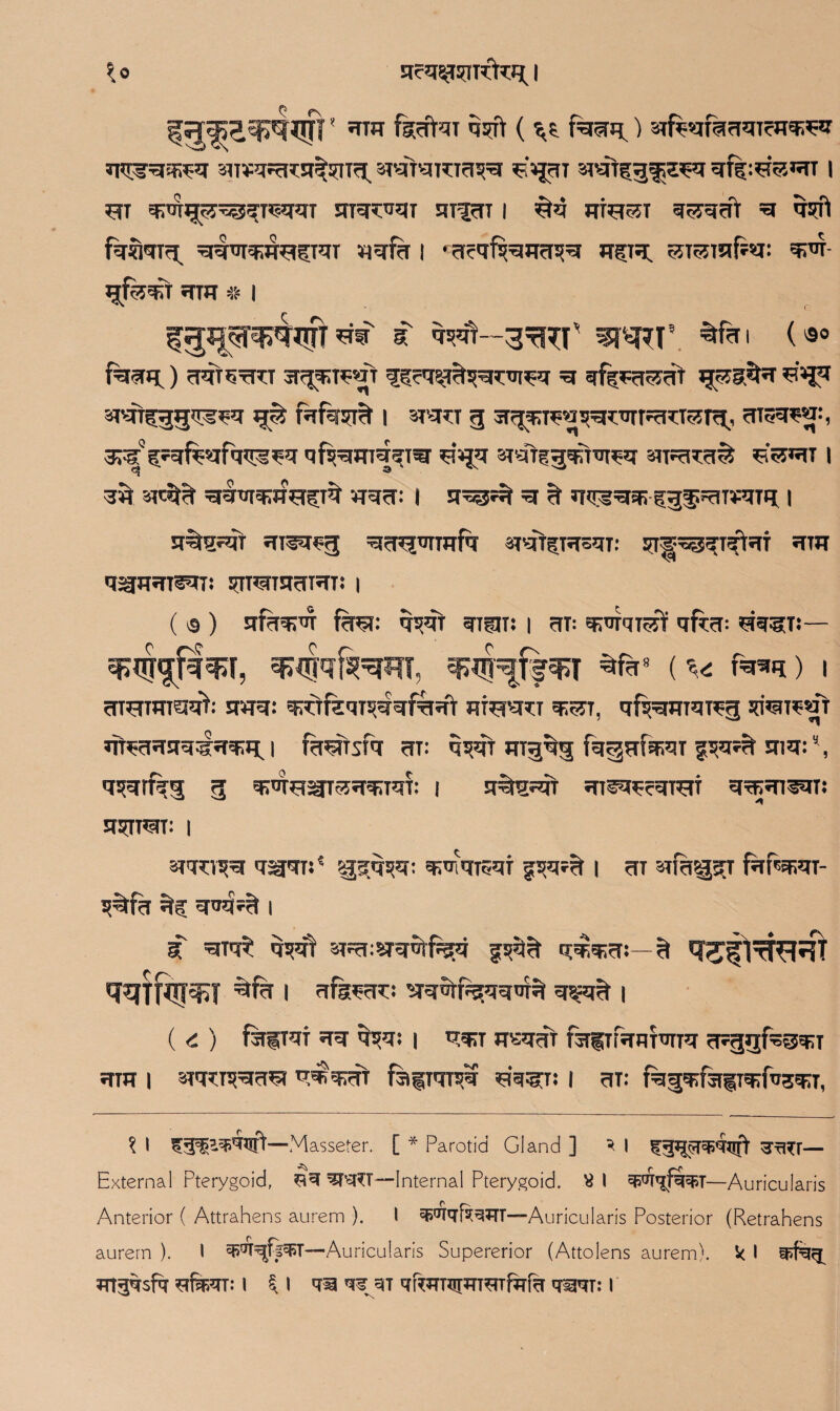 aeqgsjrcfan i * *nw fcfru qtft ( ^ f%an.) ^fearafRTcirqrcq swqRtsrtstTg, storkt?!^ sraT^gfjwq I er w^g^wn sjrrr arjm i wmsT q«Reft ^ q?fl ^'W-hJra^TCT wqfa | • rrcqfiRIKP^J ITgR. SRinfai: SF^T JjfesRT STTFT # I s 3tRT' 3rq*T’ *foi (so feran) <rrttct srgqrawt iScq$?^R:qreq =g qf?*ct5Rt 13555^ sf»J5 srsfiiggijg^t fnfk^t i sran g ^raa^atqTTRtrarg, m«q**J:, 3F5* ^Rfijsifqqi^q qfifaJTR^w arsftgjjqfruRq' srrr^ i 3^ sn^% ggi/iqrjfa^ *R?r: i sregwt ^ It RR^rq; ggfRTRTg 1 st^irt srra*reg ;3?r^nrafq srat^RsqT: hr qsjrRTRr: SITCTTSRRT: 1 ( « ) srftqjdt f?R?: qRt RgJT! I R: ^TRTTRT qfcf: ShrgTS— sp<Msq*IT, ^T8 (^ f^R) 1 cnemraqt: rr: wfenw ^T< qf^apnqRg sd^rem «fhRHSR:|*rq>gj fd#sfq m: qRt mgqg fqjgHfeiT fR?* sir:5, qsqrf^g g «F»TO3ST5RqTOf: | ST%SRT W^cTOi SRRlOTt! q^rnqr: I srro^g q^qrs* qroqreqi pq?!t 1 ciT str^^t ftfaRT- 3%f?T %? q<R??t 1 5 ^Tqr qsqr 3TR:?Rutf^q £5q|t qq;q;?T:- ^ 1 frfe^rcs ^rqitRrqquf^ q$q% | ( <i ) BffTqf 5R q^q: I tr^7 JTRffr raiTRRTUITq cT?ggf^gq;T 5TTO | STRI^ER^t qdR^Tt fefiqTR ^'q^T! I at: f^gq:f3JfTq?0i35PT, ? 1 fgi’5pq# —Masseter. [ * Parotid Gland ] * I 3rftr— External Pterygoid, TOT—Internal Pterygoid, I ^qfq^T—Auricularis Anterior ( Attrahens aurem ). I —Auricularis Posterior (Retrahens aurern ). I —Auricularis Supererior (Attolens aurem). k I ?TT3%sfq wfmv-1 ^ I q^3T qfoTnqm^Tfqrfe q^qt: I