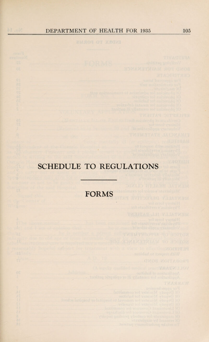SCHEDULE TO REGULATIONS FORMS