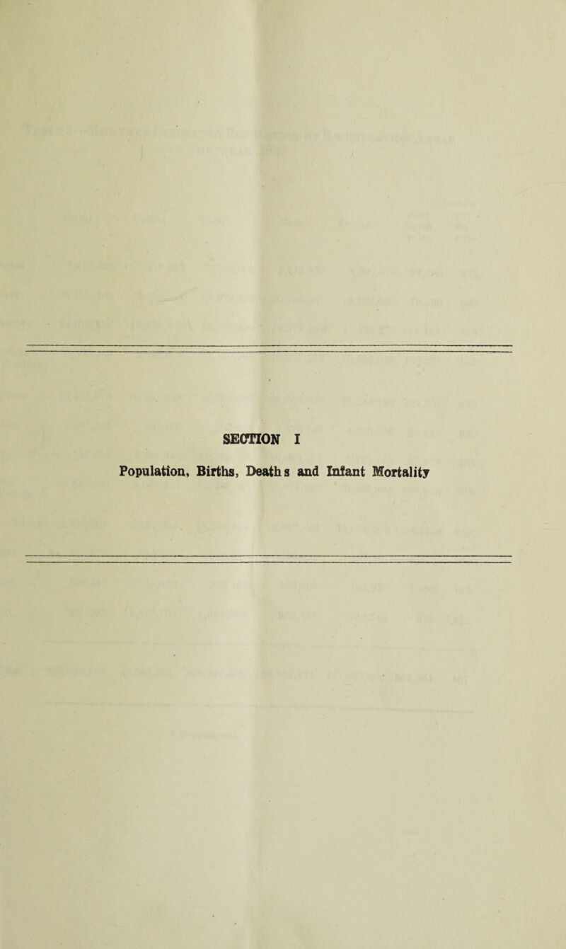 SECTION I Population, Births, Deaths and Infant Mortality