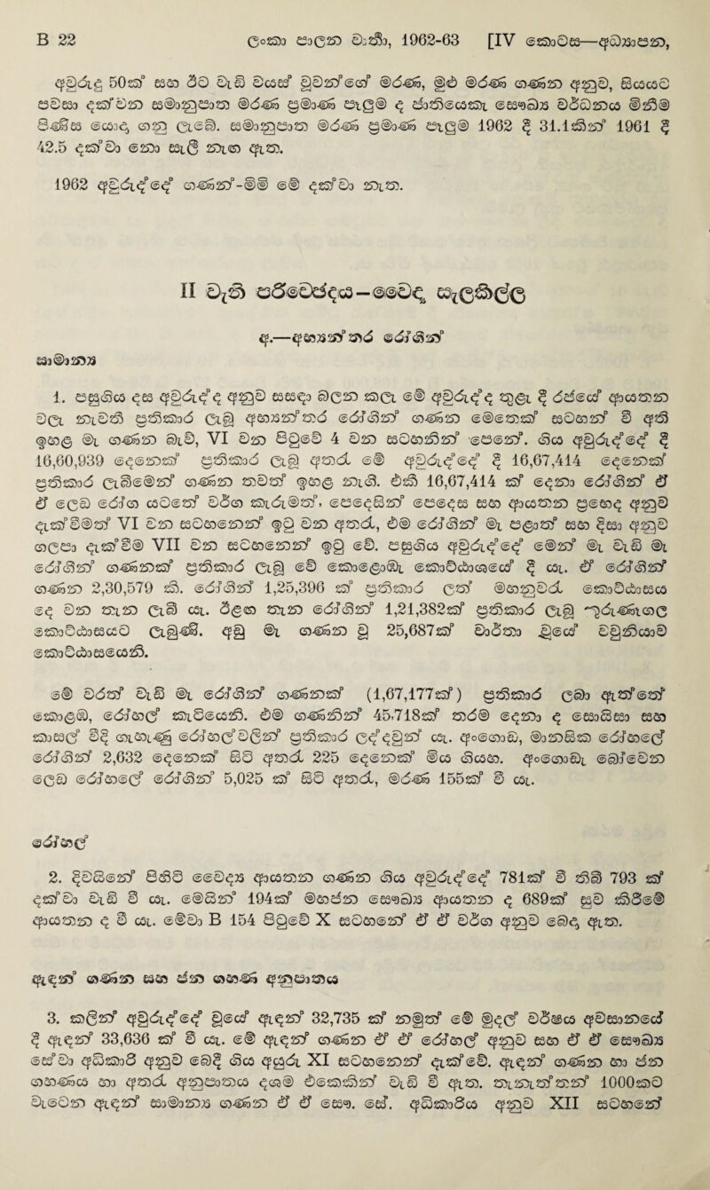 <^0die 5025)° 256) dQ &i& 0C32SP §025/°@6/ ©04eo, @0 ©04£o 6)4&253 <^2^0, Sc5O50 £30223 <^25/0253 250)25)) 553 25) ©0460 9©34£o £5lg0 ^ 83253®0525)i ©aS^Q)^ 00025302 0d3© 84^23 @GS3e> 6)£3 0i@fj). 2203^23325) ©04£o 9@34£o £3lg© 1962 c* 31.12^525D° 1961 § 42.5 <^25)P03 @253) 22i6 253i<S) ^.25). 1962 ^0di<f@<^p 6)450253^-00 @0 <^25/0) 253i25). II cSsSd^sa—@®c)^ s3j0S)<5<3 —^^3)325^2530 ©0/$2£/ £3303253)3 1. £59<3oS e,23 <^001 <f<^ c£2g0 2222^3 00253 25)01 @0 ^00i<f<£ 2£<§i <* 0d@OsP <^)C325)253 001 253102^ 92^25)30 0lg <^6);>S253P 25)0 @0/8)25/° 6)4^253 @©@25)25/ 2306)25/’ 0 <^2^3 <|6)0 0i 6)4^o253 ah. 8, VI 0253 8g@8 4 0253 2S06)2o325/° ®£5®25/\ 8)05 <^§0i<f § 16,60,939 ©<^@25325/ 9^25)30 01 g «^25)0l @0 ^00i<f@cf ^ 16,67,414 @<^@25325/ 925525)30 0i0®@25/° 6)4bo253 25)025/ (§>6)(§ 253i<S. 028) 16,67,414 25/ ®<^253) @0/(8253P 0 0 @00 @0/6) C50©25/ 006) 2S)i0i©25/> @£5®^S25/° @£3@<^2S 226) qp) 03 25)253 9@6)<^ <^2£}0 <£l *5/8025/ VI 0253 2306)@253253p <§>0 0253 <^25)d,, 00 @0/8525/° ©i £5<g325/ 636) ^223 q*2g0 6)065) <^.25/8© VII 0253 2S063®25325/° <§>§ @0. 65238)03 ^§0l«f @<f @025/° ©i 010 @i @0/(8253° 6)4^o25325/ 92^25)30 0ig ©0 @25))®<g)0>i @25)300363<2C3P <* C3i. 0° @0/(8253? 6)460 253 2,30,579 28. @0/8325/ 1,25,396 25)° 92825))0 025)p ©6)253001 @25)30032202 eq 0253 25)1253 010 CQi. 8<g<S) 25)i253 @0/8325/° 1,21,38225/ 925525)30 0ig ^0i4^\6)0 @25)300322020 0l§4^. 01 6)450253 g 25,68725/ 03025)3 .g@C3p 0§28c3)0 @25)300323®CS 253. @0 0025/ 010 ©l @0/(8253? 6)4^025325/ (1,67,17725/) 925325)30 0S)a ^.25/@25/ ®25))<g,@>, @0/6)0f 25)iS@C2253. 0© 6)4£o2825/° 45.71825/ 25)0© @(^253) ^ @2230223 226) 25))23g° 8§ 6)163i4§ @0/6)0°0@253? 92825)00 0<f^§25/° cCj,. <^o@O)0, ©3253025) @0/65@(? @0/(825/ 2,632 @<^@25325/ 88 q*25)d, 225 @<^@25325/ 005 (8c36). ^o@G))0>l ®0/®0253 @00 @0/6)©g3 @0/(8253° 5,025 25)° 08 <3*25)01, @0460 15525/ 0 CSi. ©dfsocT 2. §08®253? 8838 @®0^)3 ^30225)253 6)4^253 83o5 q*00i<f©<f 78125/ 8 280 793 25/ <^2S/0) 010 8 03l. @00253° 19425/ ©6)0253 @25<9q);!S qp)C325)253 ^ 68925/ g0 28)8©0 c{?) 03 25) 253 $ 0 C3l. @003 B 154 8g@8 X 2S86)®25/° 0° 0° 006) <^2g0 ®0e, ^l25). £^2S3° 6)^253 £365 d253 6565^3 ^2*363325)03 3. 25)@25/* ^§0L<f ©^ g@o/ <^1^253P 32,735 25/ ^3§25/ @0 g^0p 00^C3 <^02S3253@0 5 C^.^25/’ 33,636 25/ 0 OSl. @0 <3pi^25/5 6)4^253 0f 0/ @0/6)0^ <^2g0 256) 0f ^ @62^0)25 ©£5P03 ^025))8 c^^0 @0^ <So5 ^g0l XI 2306)@253K/ <^l^/@8. C$i§2Sf 6)4^253 6)3 0253 6)6)46005 6)3 ^25)d. ^S3£3325)C5 ^6^0 @@^)2S)25/, 0^0 8 q^253. 25)i253l 25/ 25)25/° 100025)0 0l@0S3 ^1^25/° 2530)25325 6)4bo253 0f @25“). @2/. <^025)38oS ^^30 XII 2S06)®25/