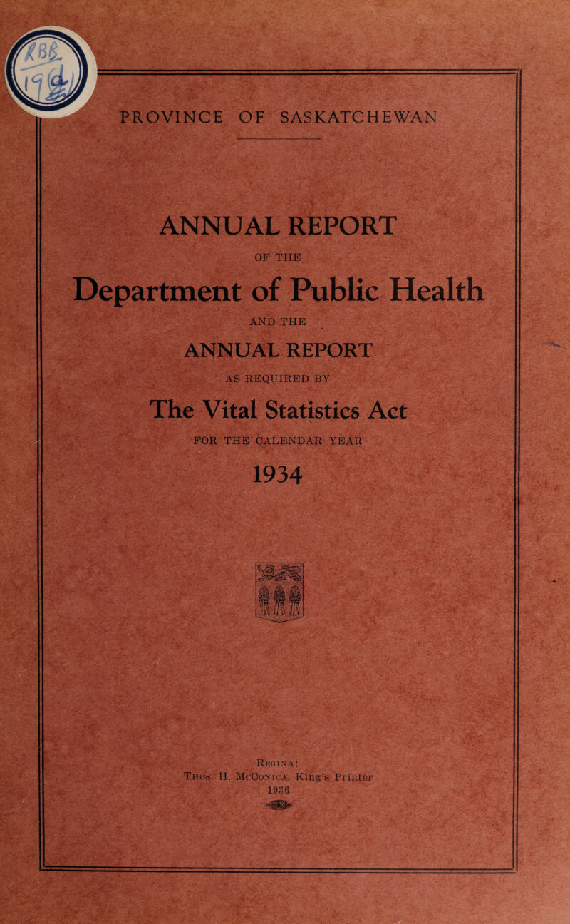 ANNUAL REPORT j • ' • OF THE Department of Public Health AND THE ANNUAL REPORT REQUIRED BY FOR THE CALENDAR YEAR