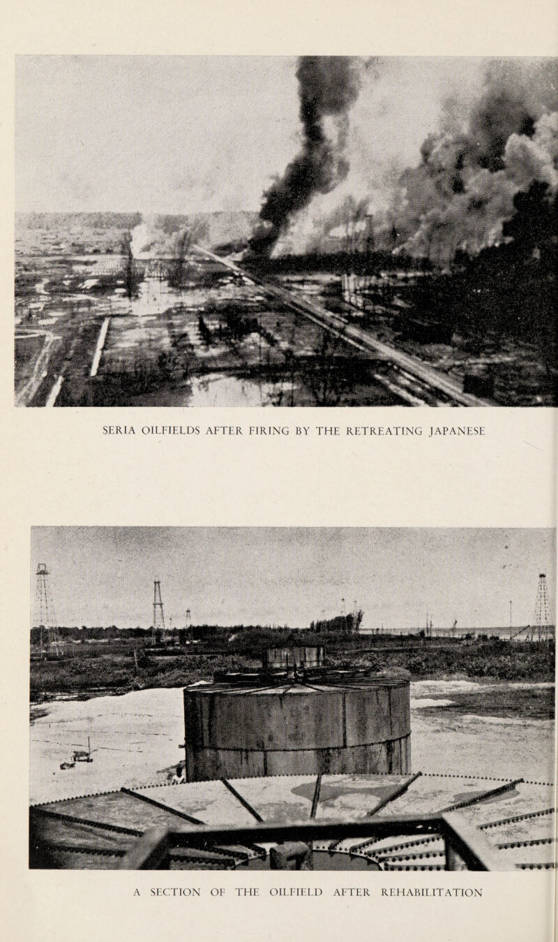 SERI A OILFIELDS AFTER FIRING BY THE RETREATING JAPANESE A SECTION OF THE OILFIELD AFTER REHABILITATION