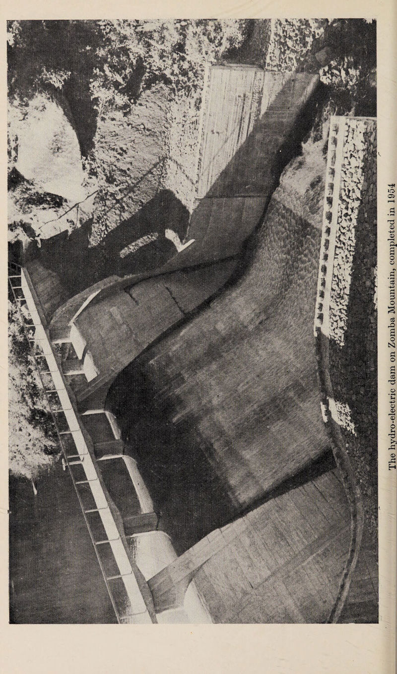 The hydro-electric dam on Zomba Mountain, completed in 1954