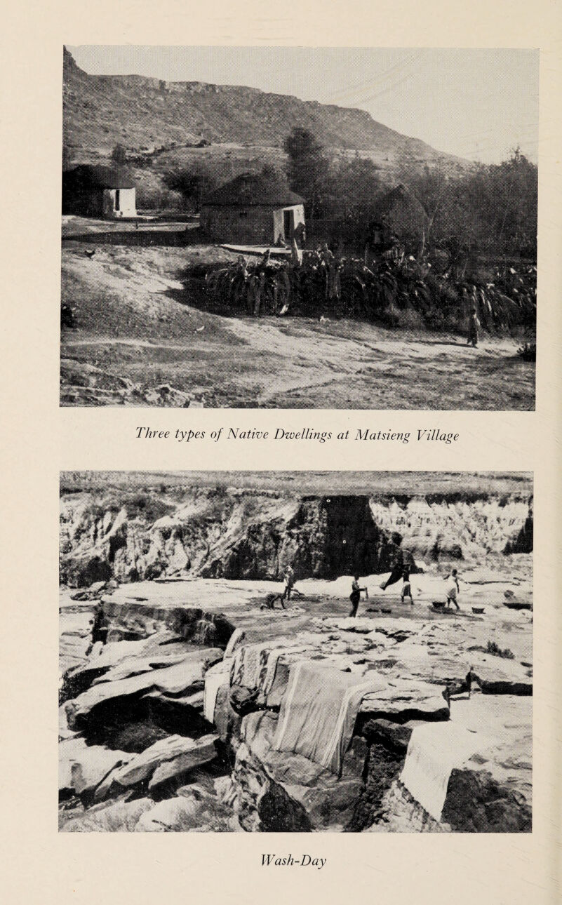 Three types of Native Dwellings at Matsieng Village Wash-Day