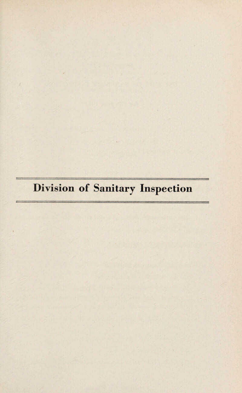 Division of Sanitary Inspection