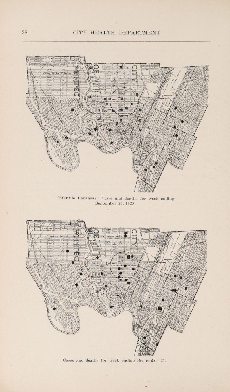 Infantile Paralysis. Cases and deaths for week ending September 14, 1928.