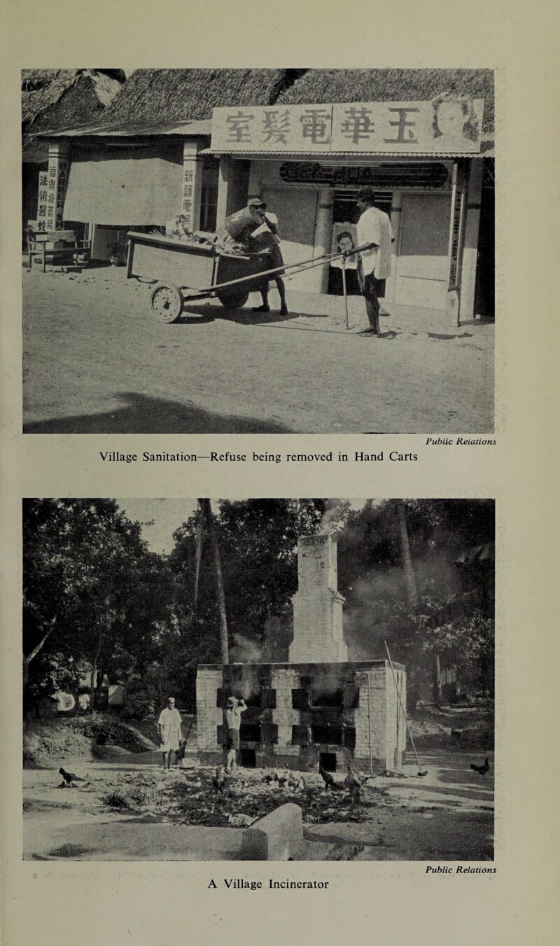 Village Sanitation—Refuse being removed in Hand Carts A Village Incinerator