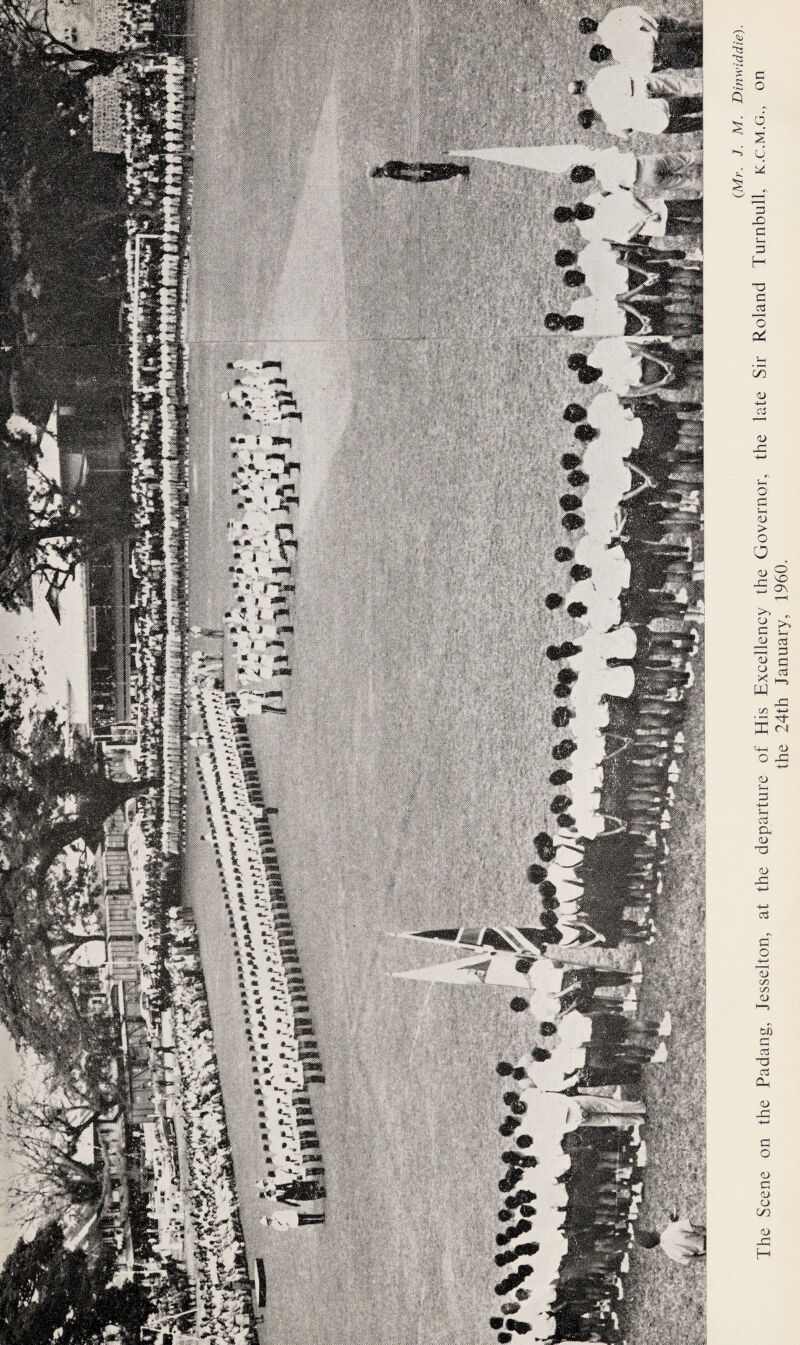 (Mr. J. M. Dinwiddle). The Scene on the Padang, Jesselton, at the departure of His Excellency the Governor, the late Sir Roland Turnbull, k.c.m.g., on the 24th January, 1960.
