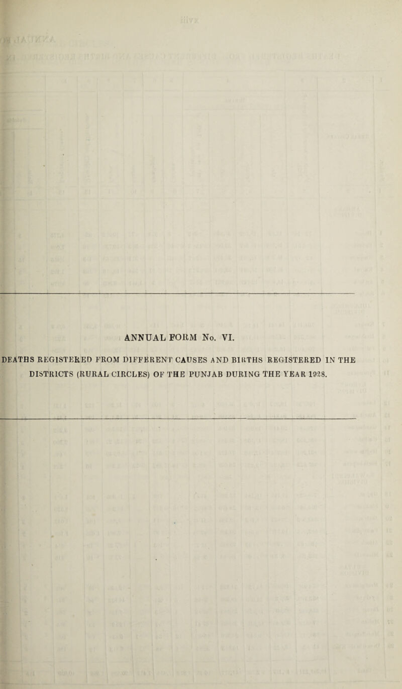 DEATHS REGISTERED FROM DIFFERENT CAUSES AND BIRTHS REGISTERED IN THE DISTRICTS (RURAL CIRCLES) OF THE PUNJAB DURING THE YEAR 1928.