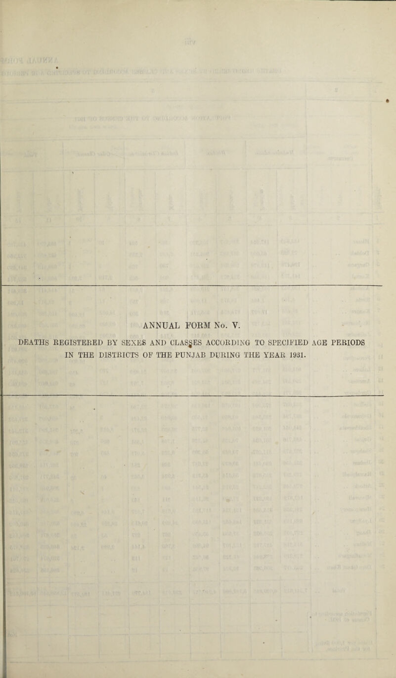 DEATHS REGISTERED BY SENES AND GLASSES ACCORDING TO SPECIFIED AGE PERIODS IN THE DISTRICTS OF THE PUNJAB DURING THE YEAR 1931.