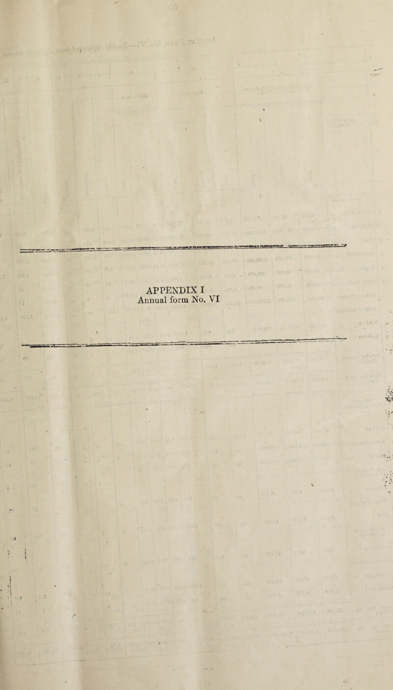 / APPENDIX I Annual form No. VI “ft* /