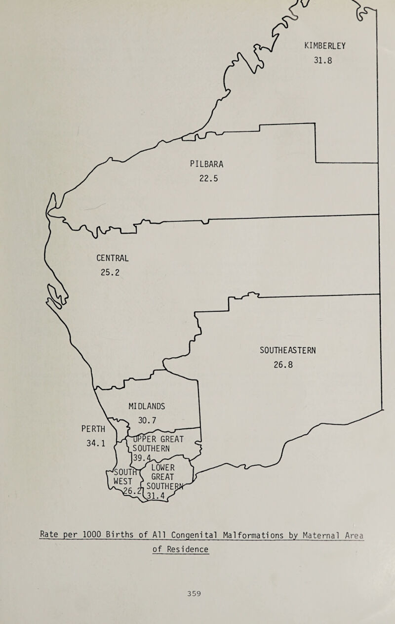 Vi Rate per 1000 Births of All Congenital Malformations by Maternal Area of Residence