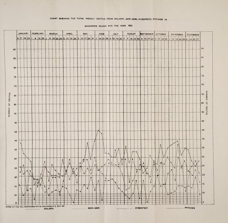 NUMBER OF DEATHS SINGAPORE ISLAND FOR THE YEAR 1913 NUMBER OF DEATHS