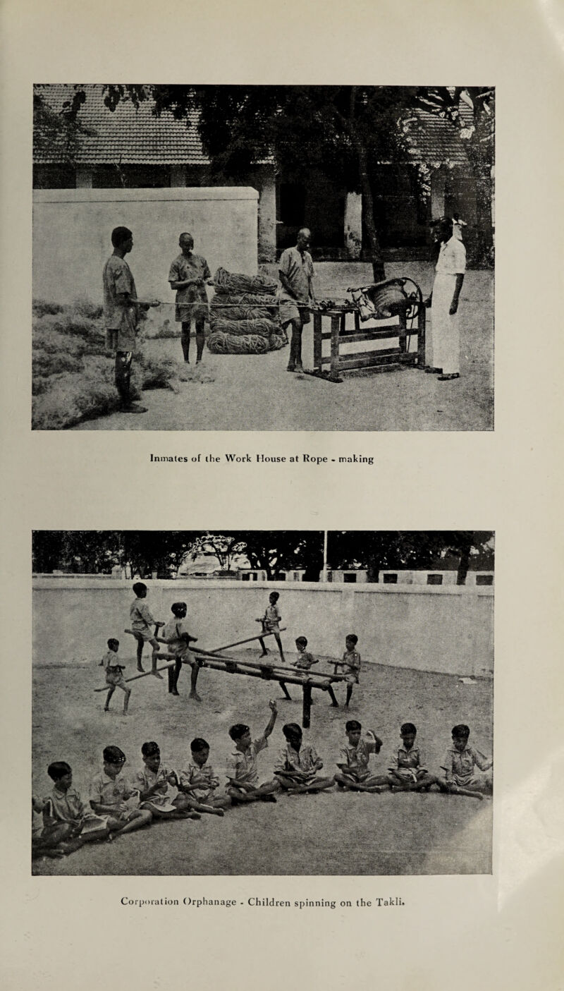 Inmates of the Work House at Rope - making Corporation Orphanage - Children spinning on the Takli