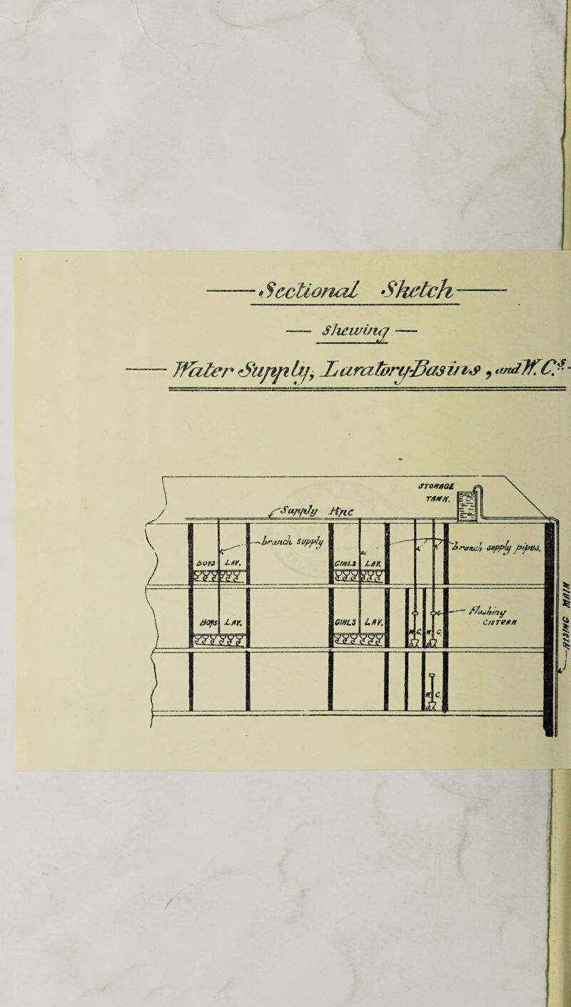 »Sectional Sketch —~ S^w0ty —~ - Water Siipjitij, X/araioryllasi/u , .tndWCl- NltW OMSW