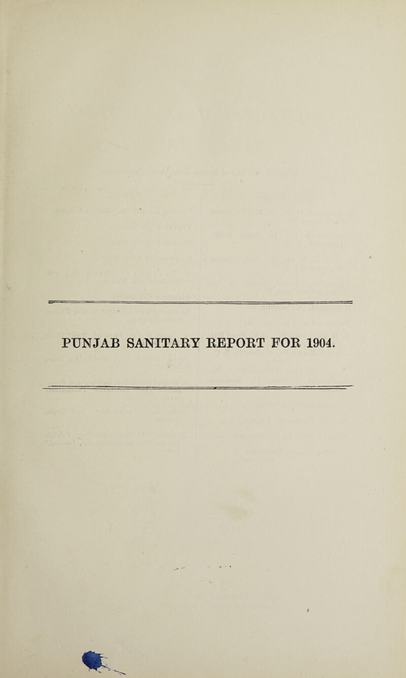 PUNJAB SANITAEY KEPOKT FOE 1904.