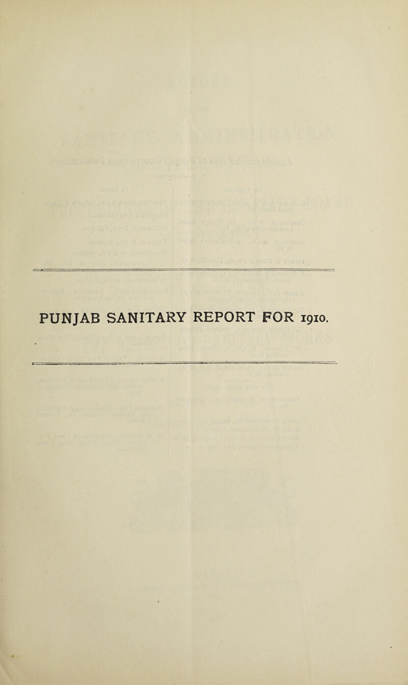 PUNJAB SANITARY REPORT FOR 1910.