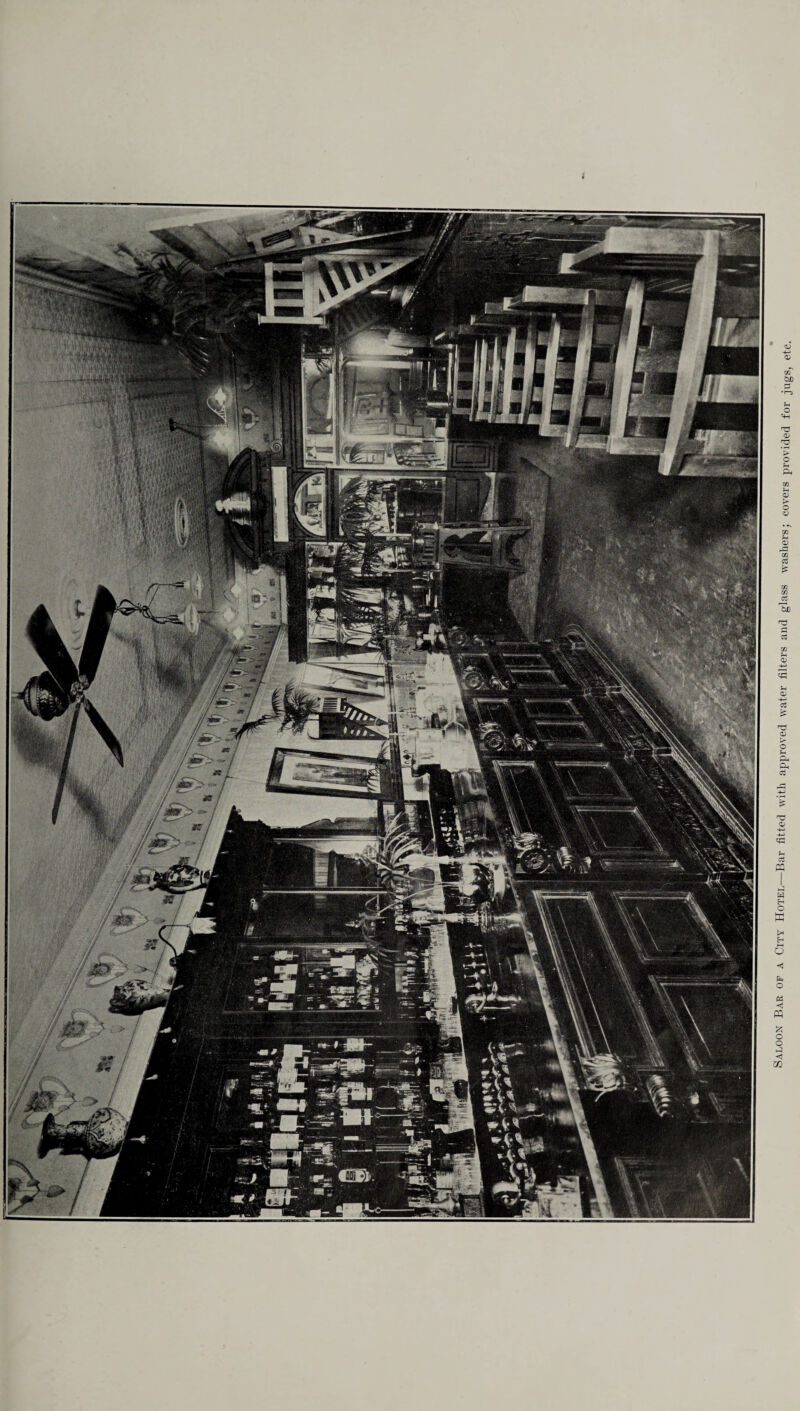 Saloon Bar of a City Hotel Bar fitted with approved water filters and glass washers; covers provided for jugs, etc.