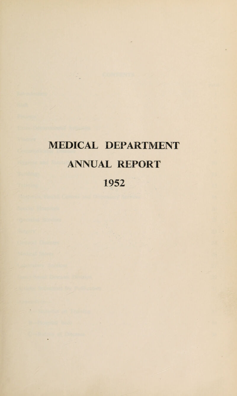 MEDICAL DEPARTMENT ANNUAL REPORT 1952