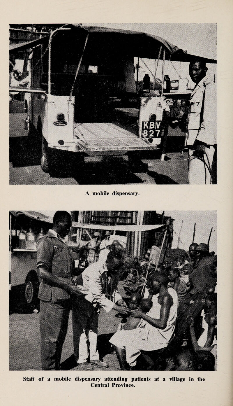 A mobile dispensary. Staff of a mobile dispensary attending patients at a village in the Central Province.
