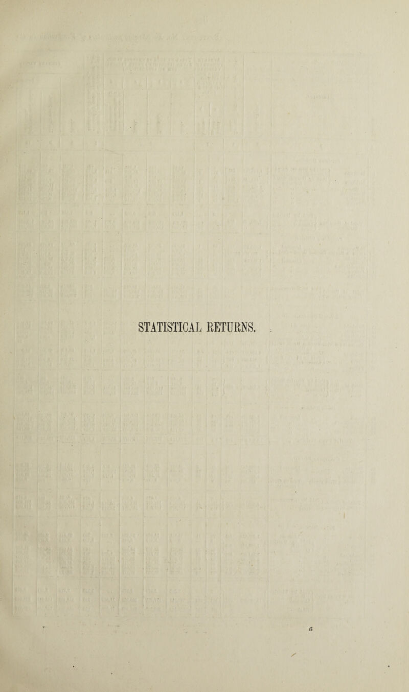 STATISTICAL RETURNS. , .... ■ « ■ ' (. r • r