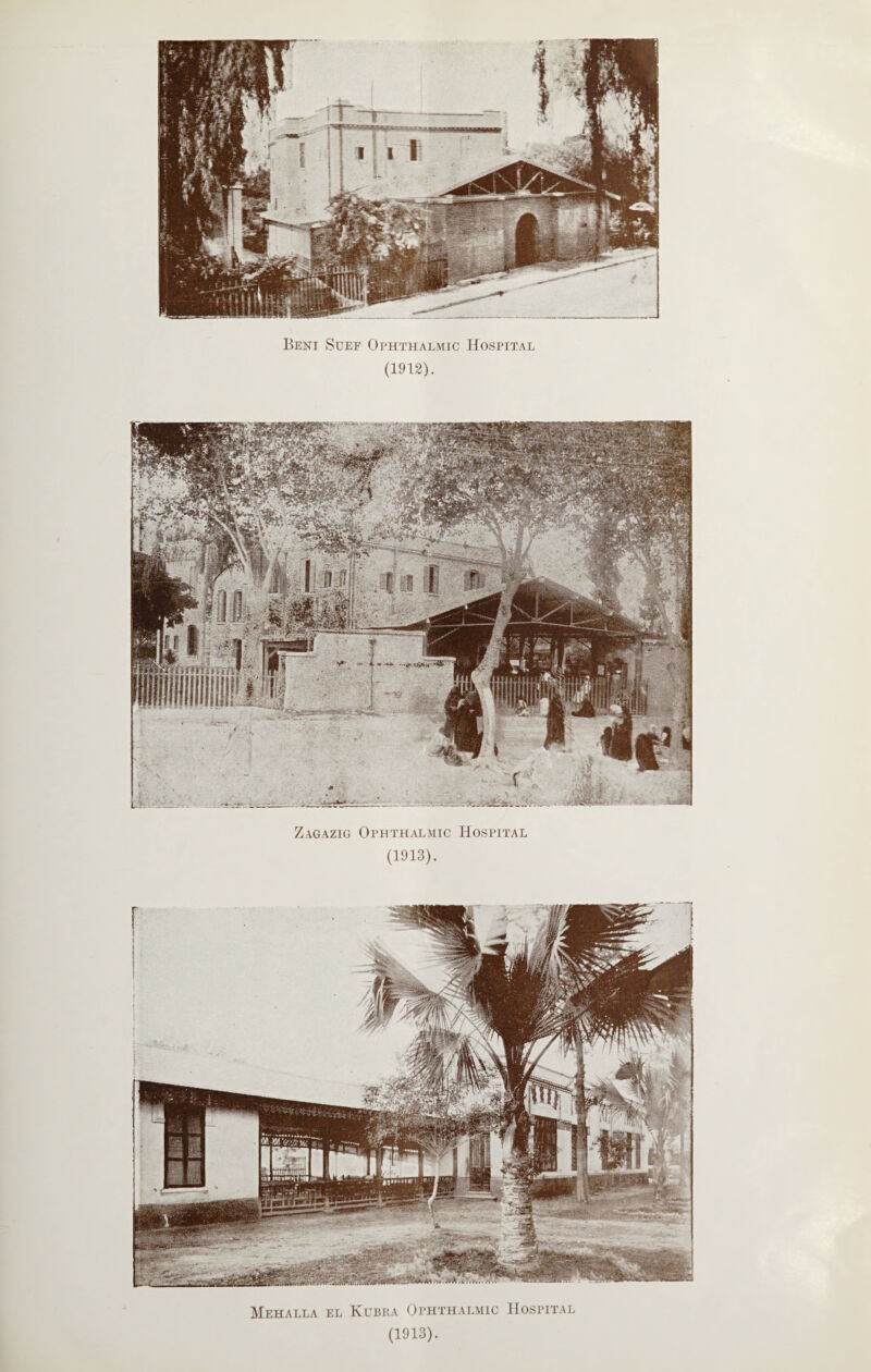 (1912). Mehalla el Kubra Ophthalmic Hospital (1913).