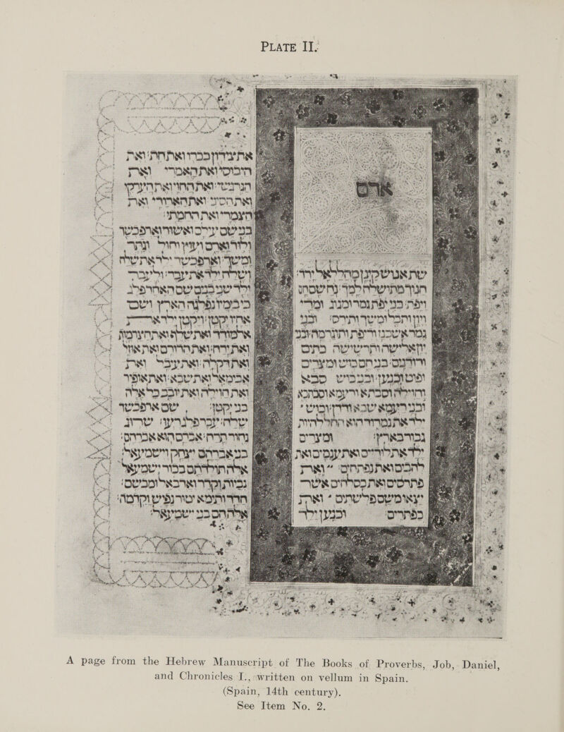 PLATE IT, pili Sued gf tig, i ath # ag Teens RIVANONTON als re OaeTR an Ay DEM woe eM mn (eee  page from the Hebrew Manuscript of The Books of Proverbs, Job,- Daniel, and Chronicles I.,:written on vellum in Spain. (Spain, 14th century).