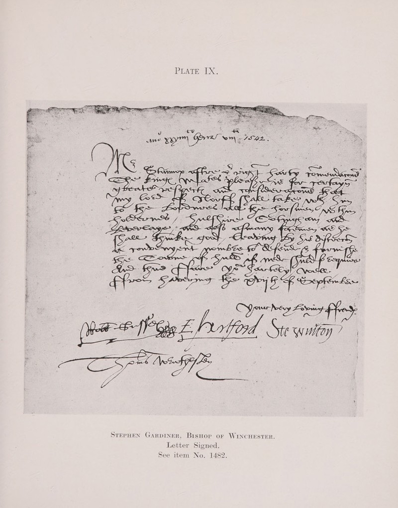 STEPHEN GARDINER, BisHop oF WINCHESTER. Letter Signed. See item No. 1482.