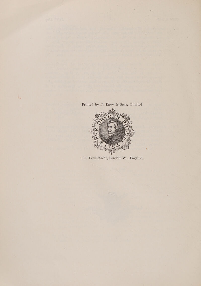 Printed by J. Davy & Sons, Limited 8-9, Frith-street, London, W. England.