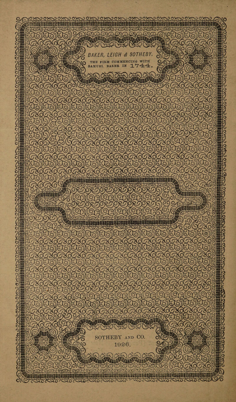 axe) i lav aipdesraaacnaparsecuavecaue ttf Tt ae SSIS SEIS SIGS 3 . eo? Batra gta ge mas 8 mA 2 Le BAKER, LEIGH &amp; SOTHEBY.             THE FIRM COMMENCING WITH SAMUEL BAKER IN 7_'7&lt;t+&lt;—+4 [= VOX VXS on      SOTHEBY AND CO. 1926.  SY SLY 11 EY ‘ pe Pa ea Ok bel aan tod mh aeons Lah ay eas j oi ios Bel Bue PY dae 8 ae Se Be =Paheg b&gt; Kt Si CAS