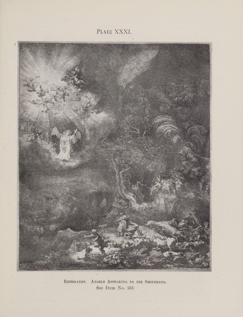 REMBRANDT.  ANGELS APPEARING TO THE SHEPHERDS. See Item No. 583. 