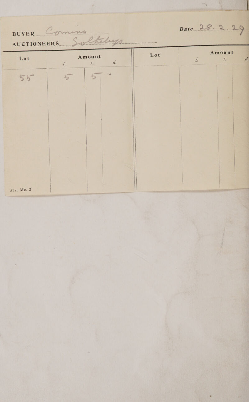 ER sew ; oe Date... As ae rue pe a BUY eee. AUCTIONEERS...         Amount Lot Lot Amount : : : 4 oh s ‘ eee aes : a o h pe e or ; ms [ | | | } | } ) | | | | | | |       